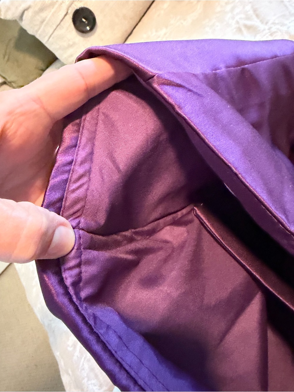 NWT Amazon One-Shoulder Deep Plum Satin Evening Gown, Size 10 - Picture 4 of 8
